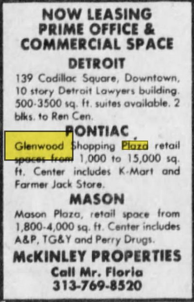 Glenwood Plaza - Dec 1979 Ad (newer photo)